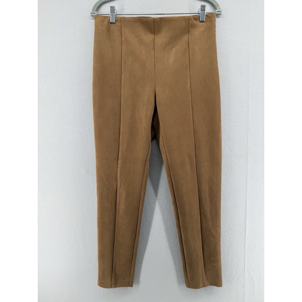 Loft Pants Size 8 Faux Suede Camel Stretch Fitted Classic Minimalist Chic